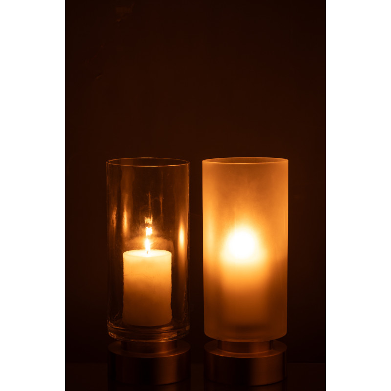 Photophore moderne sur pied Diamètre 12 cm en Verre Transparent Blanc Métal Doré Pia (Lot de 2) - 4