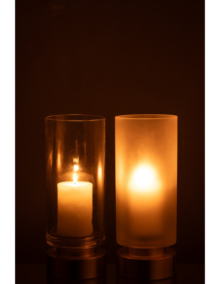 Photophore moderne sur pied Diamètre 12 cm en Verre Transparent Blanc Métal Doré Pia (Lot de 2) - 4