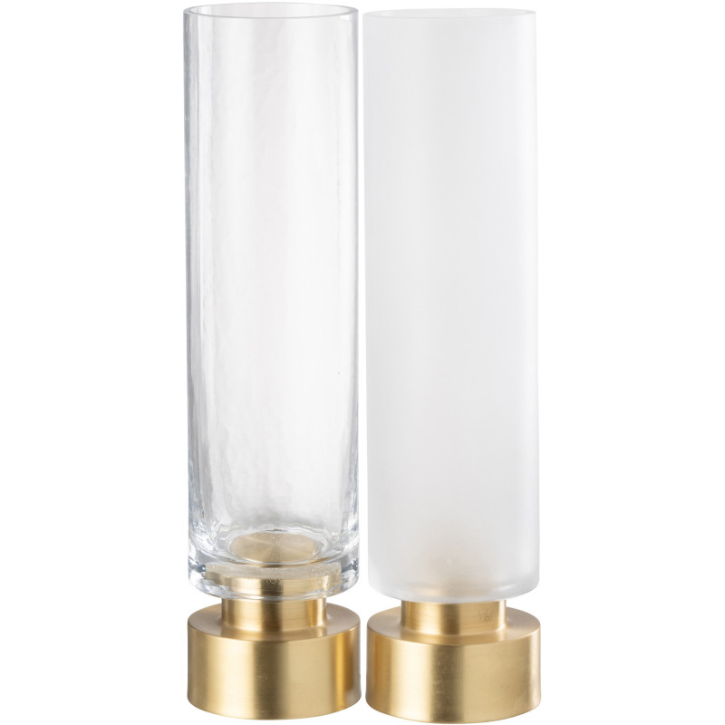 Photophore moderne sur pied Diamètre 9 cm en Verre Transparent Blanc Métal Doré Pia (Lot de 2) - 2