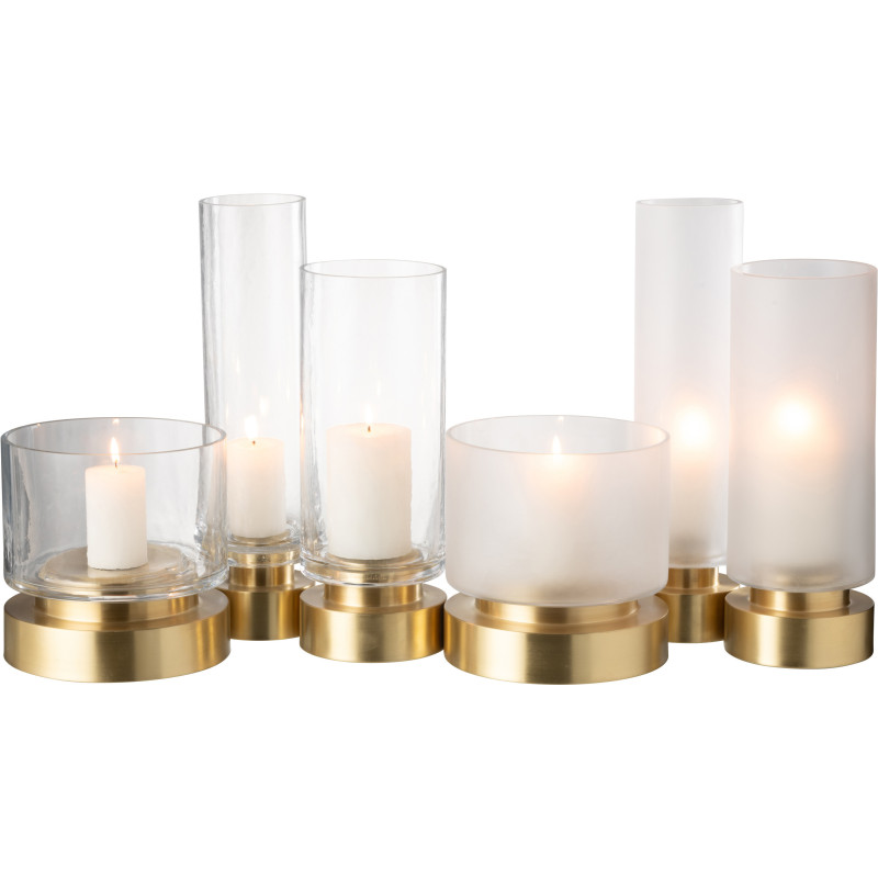 Photophore moderne sur pied Diamètre 9 cm en Verre Transparent Blanc Métal Doré Pia (Lot de 2) - 4