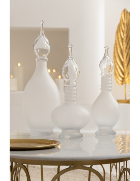 Bouteille décorative XL Fiole avec bouchon Hauteur 40 cm en Verre Blanc Joey - 2