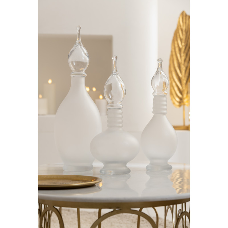 Bouteille décorative XXL Fiole avec bouchon Hauteur 53 cm en Verre Blanc Joey - 2