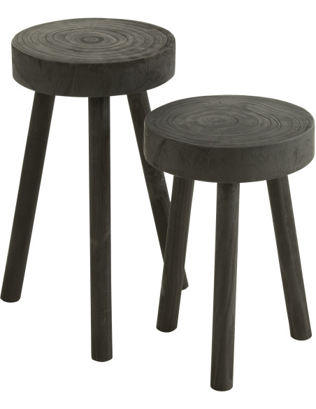 Table d'appoint gigogne Ronde Talia en Bois de paulownia Noir - 1