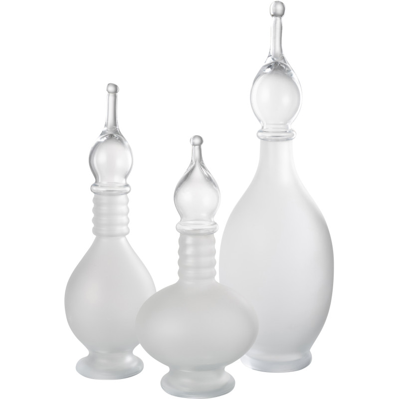 Bouteille décorative XXL Fiole avec bouchon Hauteur 53 cm en Verre Blanc Joey - 4
