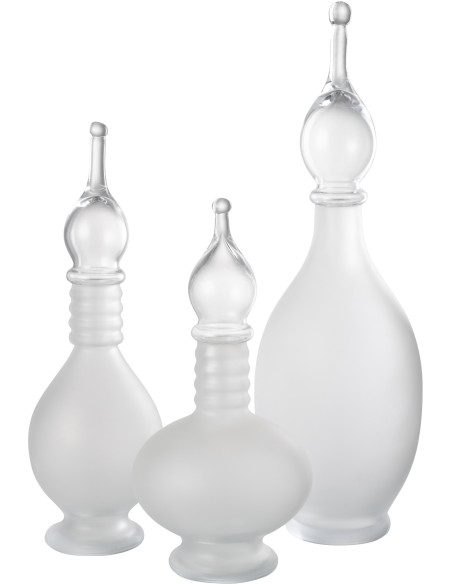 Bouteille décorative XXL Fiole avec bouchon Hauteur 53 cm en Verre Blanc Joey - 4