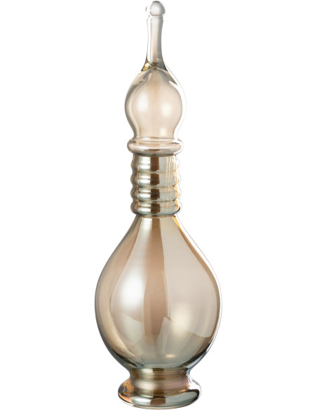 Bouteille décorative XL Fiole avec bouchon Hauteur 40 cm en Verre Ambré Joey - 1