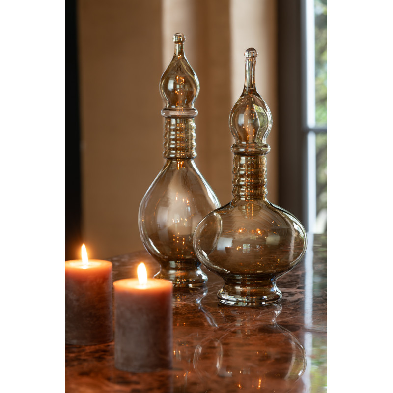 Bouteille décorative XL Fiole avec bouchon Hauteur 40 cm en Verre Ambré Joey - 2