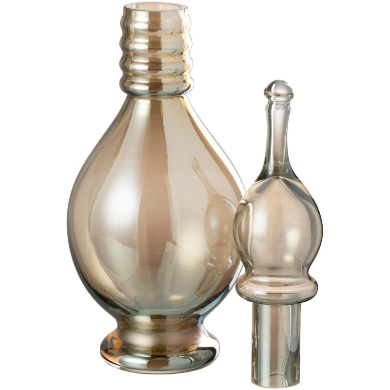 Bouteille décorative XL Fiole avec bouchon Hauteur 40 cm en Verre Ambré Joey - 3