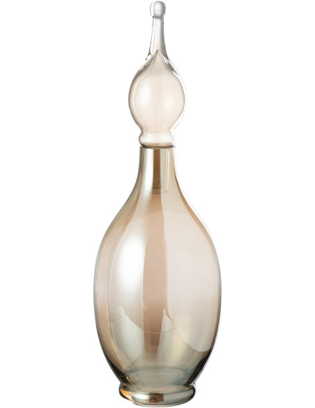 Bouteille décorative XXL Fiole avec bouchon Hauteur 53 cm en Verre Ambré Joey - 1