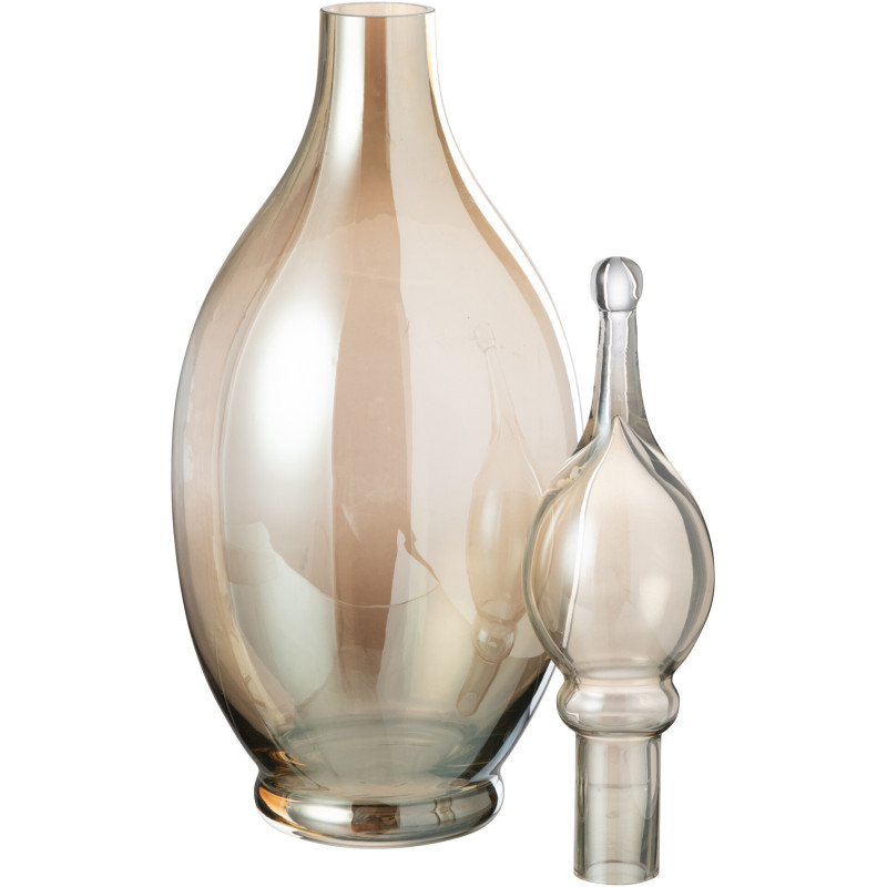 Bouteille décorative XXL Fiole avec bouchon Hauteur 53 cm en Verre Ambré Joey - 2