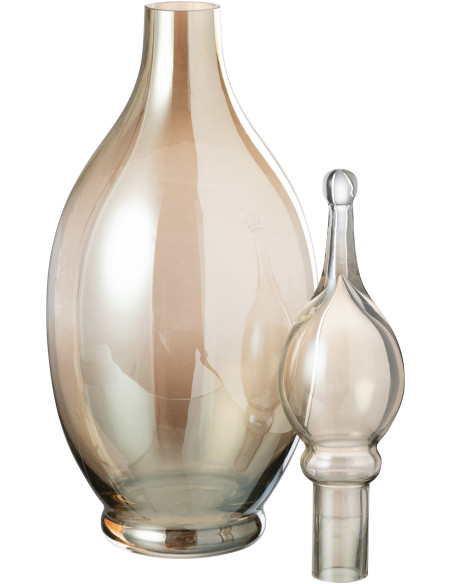 Bouteille décorative XXL Fiole avec bouchon Hauteur 53 cm en Verre Ambré Joey - 2