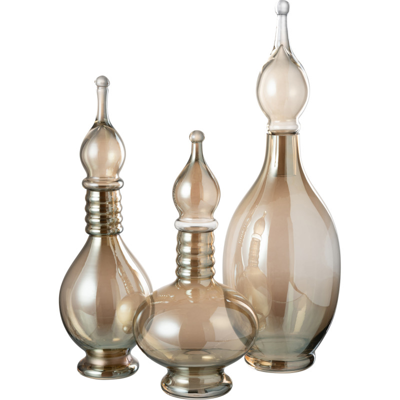 Bouteille décorative XXL Fiole avec bouchon Hauteur 53 cm en Verre Ambré Joey - 3