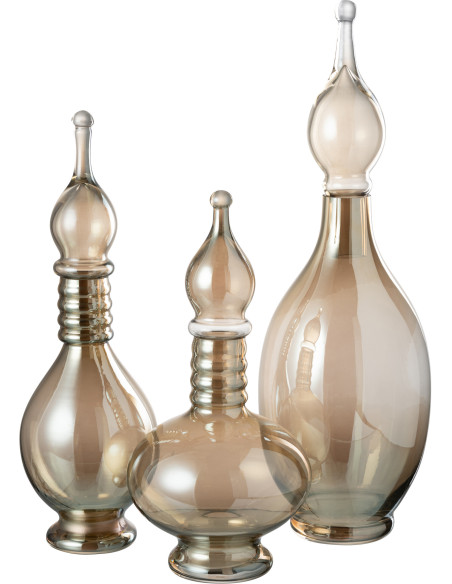 Bouteille décorative XXL Fiole avec bouchon Hauteur 53 cm en Verre Ambré Joey - 3