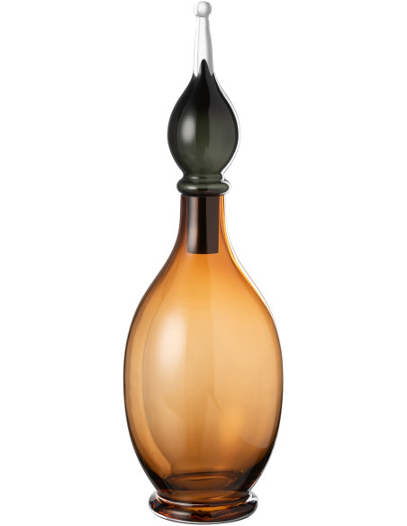 Bouteille décorative XXL Fiole avec bouchon Hauteur 53 cm en Verre Marron Joey - 1