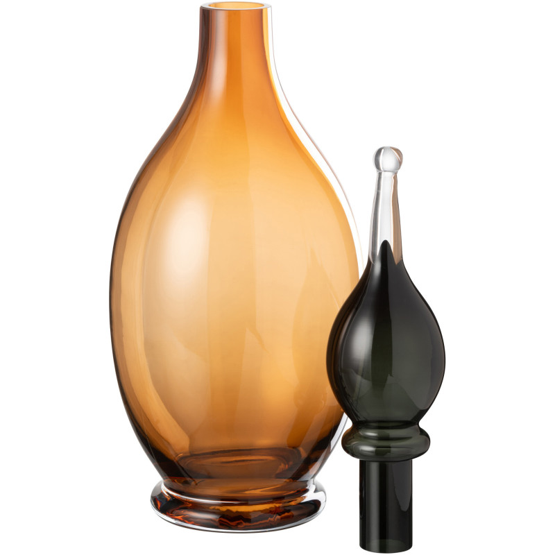 Bouteille décorative XXL Fiole avec bouchon Hauteur 53 cm en Verre Marron Joey - 3