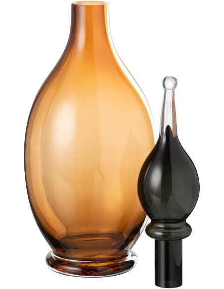 Bouteille décorative XXL Fiole avec bouchon Hauteur 53 cm en Verre Marron Joey - 3