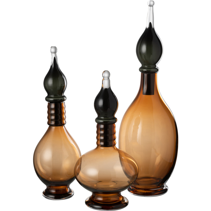 Bouteille décorative XXL Fiole avec bouchon Hauteur 53 cm en Verre Marron Joey - 4