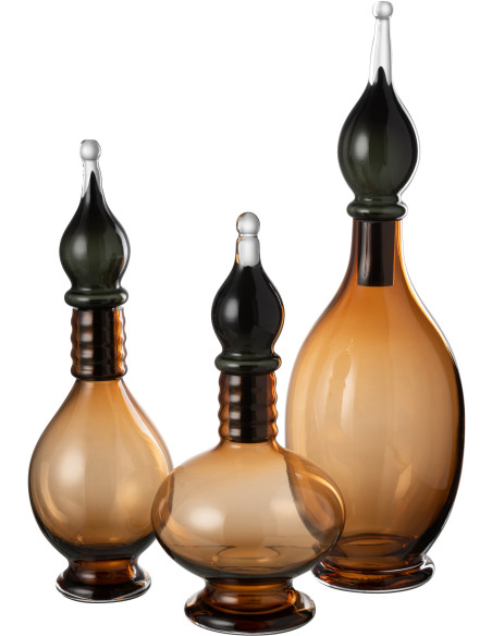 Bouteille décorative XXL Fiole avec bouchon Hauteur 53 cm en Verre Marron Joey - 4