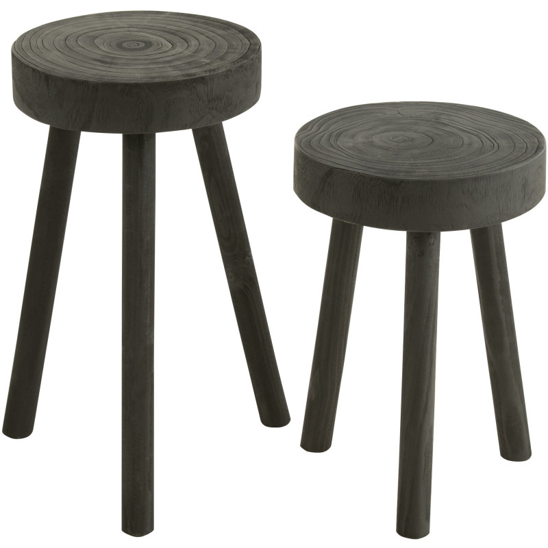 Table d'appoint gigogne Ronde Talia en Bois de paulownia Noir - 4