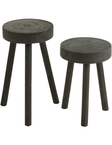 Table d'appoint gigogne Ronde Talia en Bois de paulownia Noir - 4