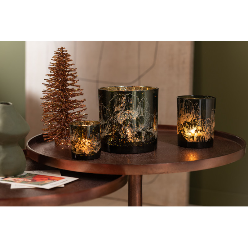 Photophore moderne Coquelicot Diamètre 7 cm en Verre Vert Yuron (Lot de 2) - 2