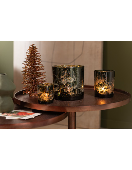 Photophore moderne Coquelicot Diamètre 7 cm en Verre Vert Yuron (Lot de 2) - 2