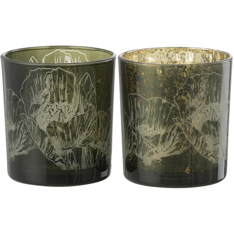 Photophore moderne Coquelicot Diamètre 7 cm en Verre Vert Yuron (Lot de 2) - 3