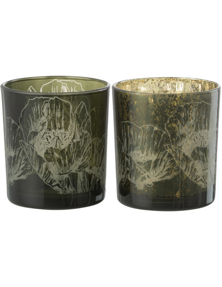 Photophore moderne Coquelicot Diamètre 7 cm en Verre Vert Yuron (Lot de 2) - 3