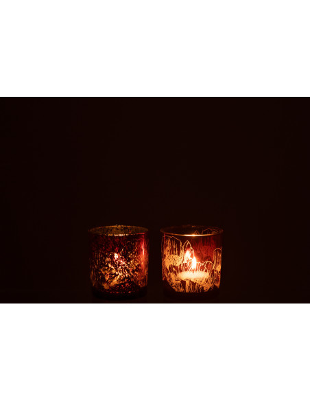 Photophore moderne Coquelicot Diamètre 7 cm en Verre Bordeaux Rouge Yuron (Lot de 2) - 4