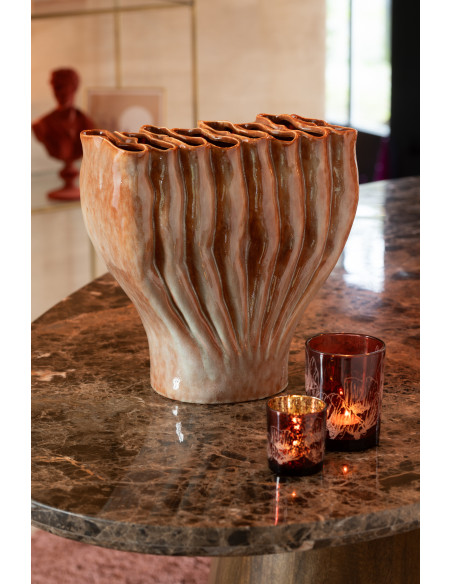 Photophore moderne Coquelicot Diamètre 7 cm en Verre Bordeaux Rouge Yuron (Lot de 2) - 5