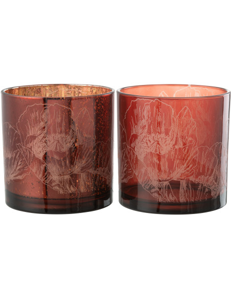 Photophore moderne Coquelicot XL Diamètre 15 cm en Verre Bordeaux Rouge Yuron (Lot de 2) - 3