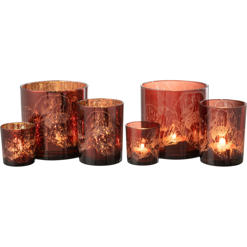 Photophore moderne Coquelicot XL Diamètre 15 cm en Verre Bordeaux Rouge Yuron (Lot de 2) - 5