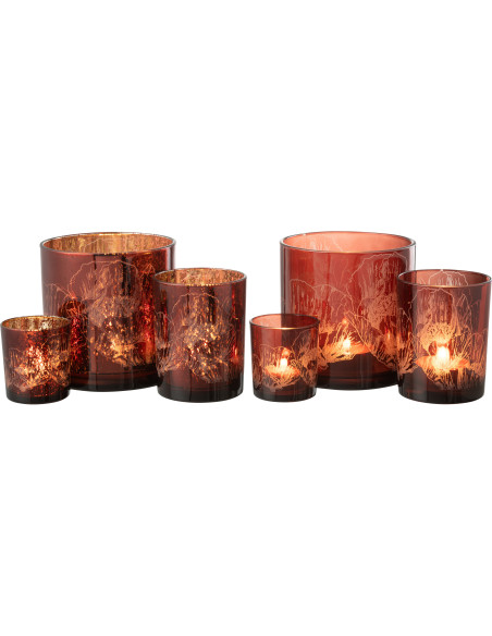 Photophore moderne Coquelicot XL Diamètre 15 cm en Verre Bordeaux Rouge Yuron (Lot de 2) - 5