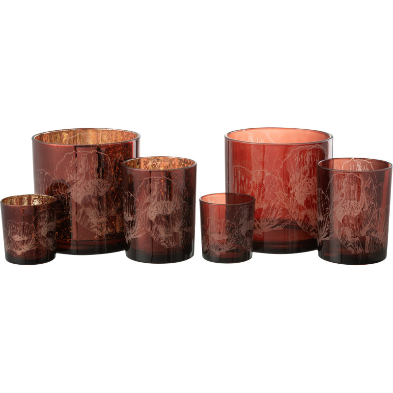 Photophore moderne Coquelicot XL Diamètre 15 cm en Verre Bordeaux Rouge Yuron (Lot de 2) - 6