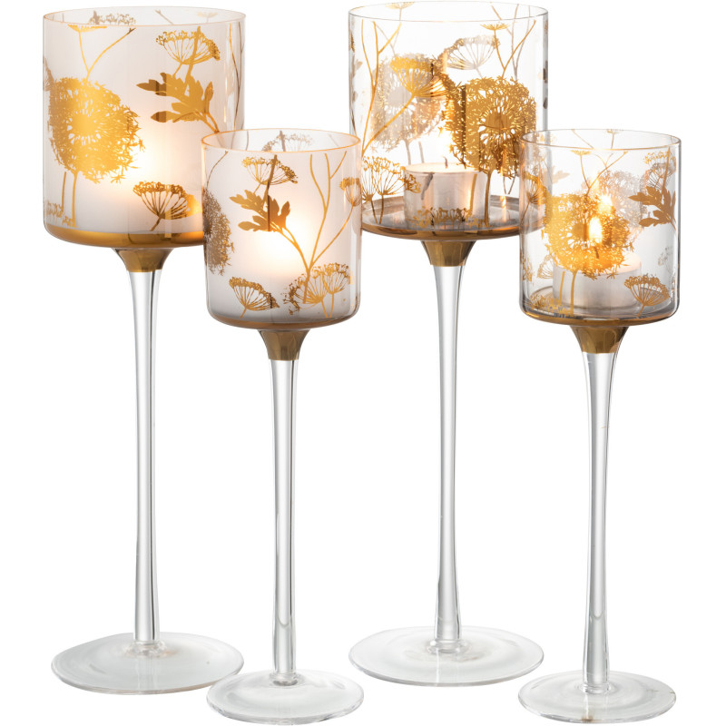 Photophore sur pied XL Pissenlit Hauteur 30 cm en Verre Transparent Doré Zavor (Lot de 2) - 4