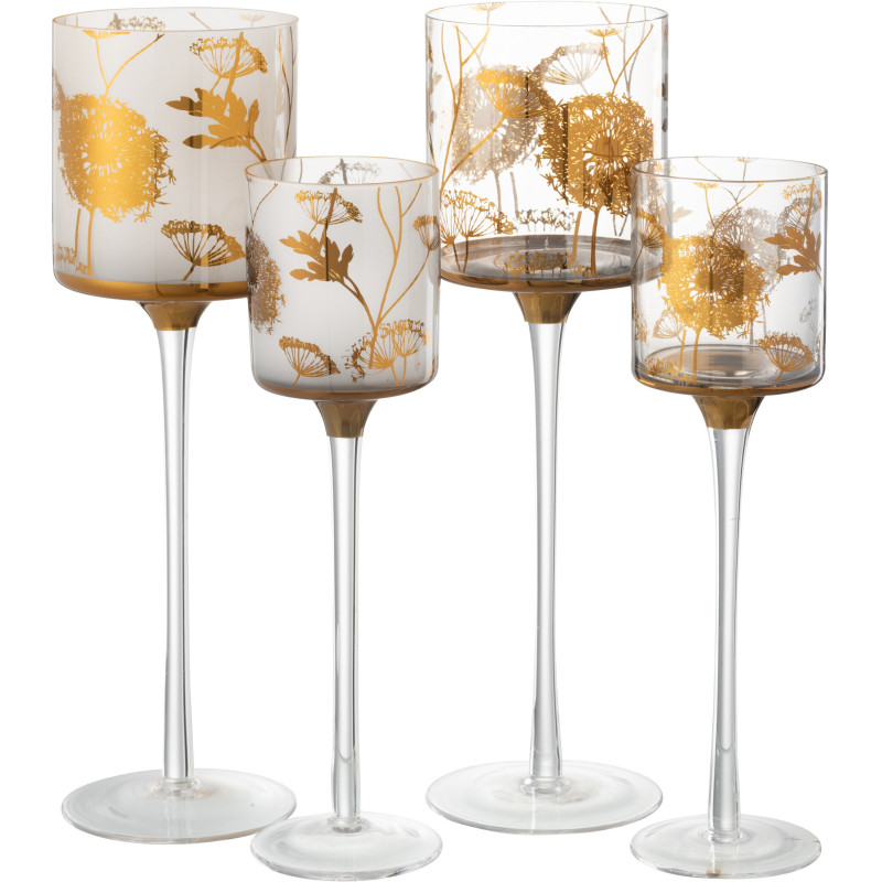 Photophore sur pied XL Pissenlit Hauteur 30 cm en Verre Transparent Doré Zavor (Lot de 2) - 5