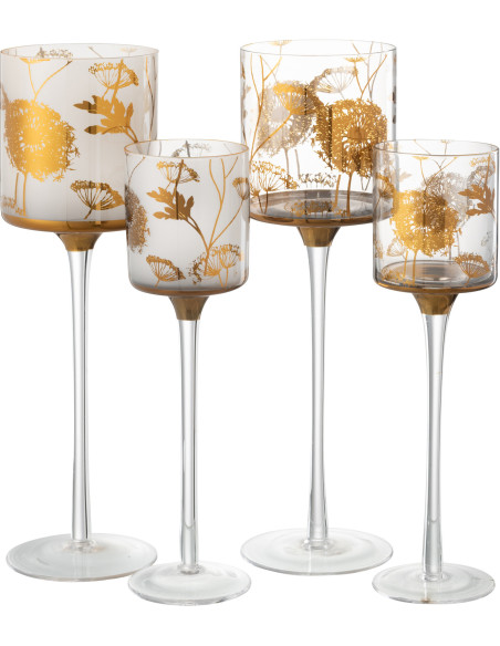 Photophore sur pied XL Pissenlit Hauteur 30 cm en Verre Transparent Doré Zavor (Lot de 2) - 5