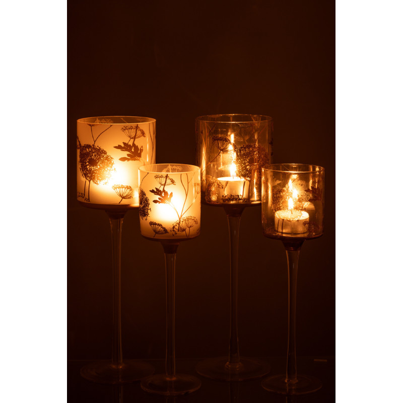 Photophore sur pied XL Pissenlit Hauteur 30 cm en Verre Transparent Doré Zavor (Lot de 2) - 6