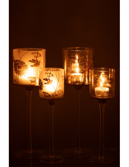 Photophore sur pied XL Pissenlit Hauteur 30 cm en Verre Transparent Doré Zavor (Lot de 2) - 6