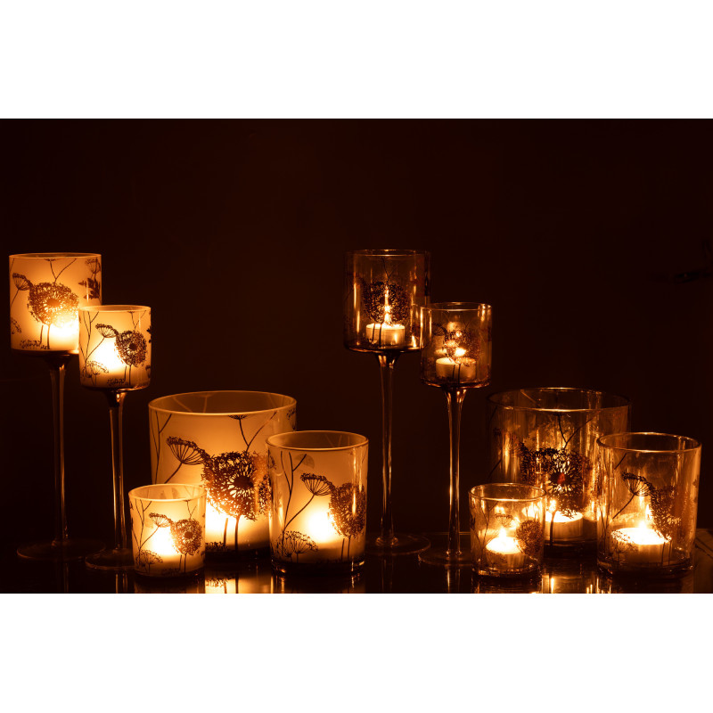 Photophore sur pied XL Pissenlit Hauteur 30 cm en Verre Transparent Doré Zavor (Lot de 2) - 9