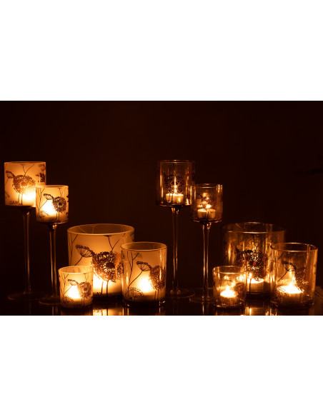 Photophore sur pied XL Pissenlit Hauteur 30 cm en Verre Transparent Doré Zavor (Lot de 2) - 9