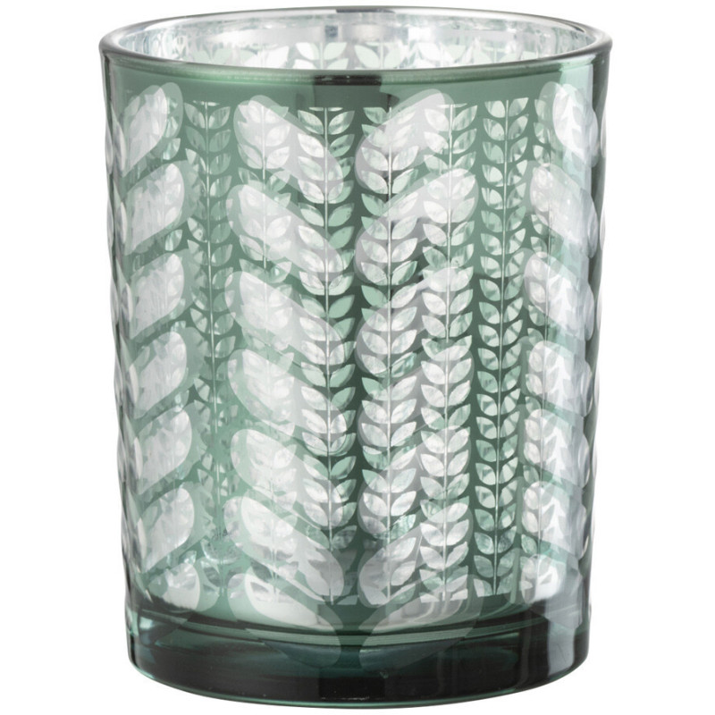 Photophore moderne Diamètre 7 cm en Verre Vert Argenté Motif chevrons Breno - 3