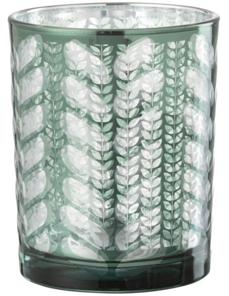 Photophore moderne Diamètre 7 cm en Verre Vert Argenté Motif chevrons Breno - 3