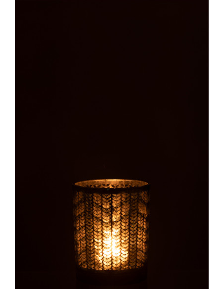 Photophore moderne Diamètre 7 cm en Verre Vert Argenté Motif chevrons Breno - 4