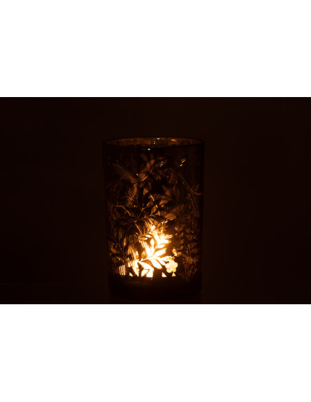 Photophore moderne Diamètre 12 cm en Verre Vert Motif feuilles Covin - 4