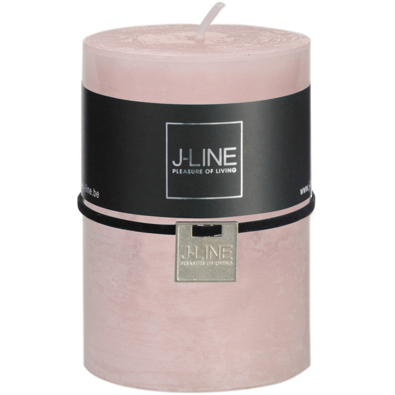 Bougie Cylindrique XL Rose poudré J-Line en Cire 48 heures Hauteur 10 cm - 1