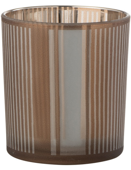 Photophore moderne Diamètre 7 cm en Verre Ambré Blanc Motif lignes Tarnin - 3