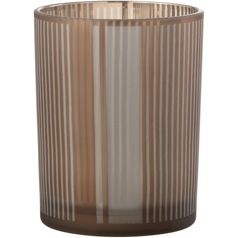 Photophore moderne Diamètre 10 cm en Verre Ambré Blanc Motif lignes Tarnin - 3