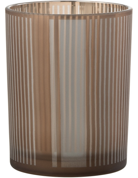 Photophore moderne Diamètre 10 cm en Verre Ambré Blanc Motif lignes Tarnin - 3