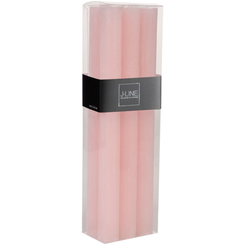 Bougie Cylindrique Rose poudré J-Line en Cire 13 heures Hauteur 25 cm (Lot de 6) - 1